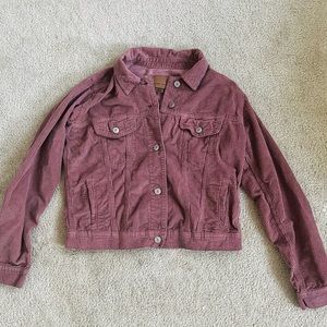 american eagle dusty pink corduroy button up crop jacket